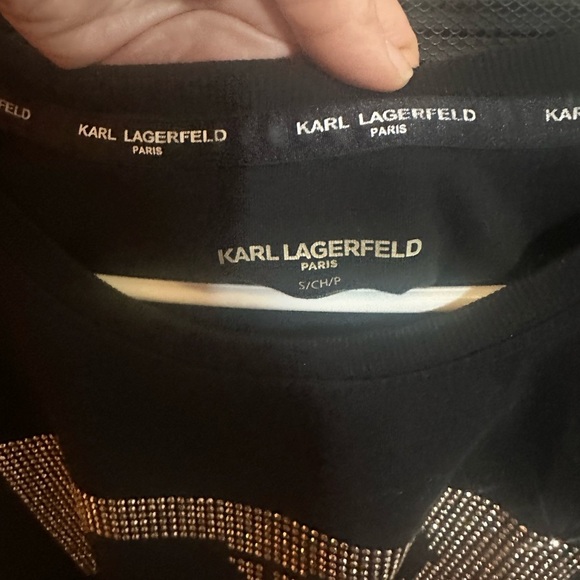 Karl Lagerfeld Paris Black Rhinestone Sweatshirt – Size Small - Picture 2 of 3